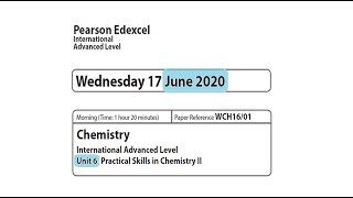 Unit 6 June 2020  A2 Chemistry Edexcel  Dr Hanaa Assil [upl. by Simson939]