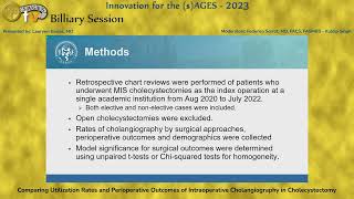 Comparing Utilization Rates and Perioperative Outcomes of Intraoperative Cholangiography in Chol [upl. by Raynell203]