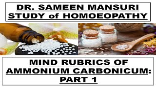 MIND RUBRICS OF AMMONIUM CARBONICUM PART 1 HINDI [upl. by Meng]