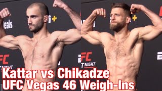 UFC Vegas 46 Official WeighIns Calvin Kattar vs Giga Chikadze [upl. by Atikat728]