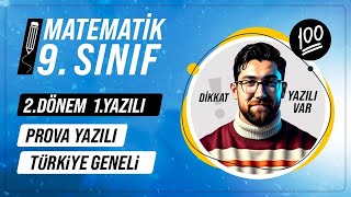 9Sınıf 2Dönem 1Yazılı Soruları  Türkiye Geneli Ortak Yazılı  9Sınıf Matematik [upl. by Heise]