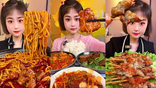 MUKBANG  Spicy Noodle  Braised pork belly amp Rice  Beef Skewers BBQ  Chicken Breast Chinese Food [upl. by Betthezel839]