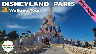 Disneyland Paris  Complete Walkthrough with Rides  4K  with Captions [upl. by Tiphane]