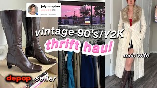 THRIFT WITH ME  FULL TIME TOP DEPOP SELLER 🤎🍒💌  thrifting packaging orders amp what sold 💸 [upl. by Camfort]