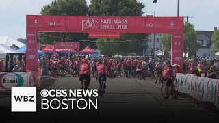 PanMass Challenge cyclists ride during heat wave for cancer research [upl. by Gerson]