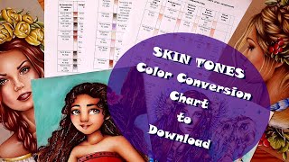 SKIN TONES Color Conversion Chart Prismacolor Polychromos Holbeins Luminance and Black Widows [upl. by Pegg666]