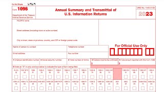 IRS Form 1096 walkthrough Annual Summary amp Transmittal of Information Returns [upl. by Amerigo312]