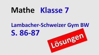 MATHE Kl 7 Kapitel 41 S 86 Lösungen  Lambach Schweizer 7 GYM BW [upl. by Ginnifer]