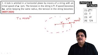 A bob is whirled in a horizontal plane by means of a string with an initial speed of ω rpm [upl. by Eniamej249]