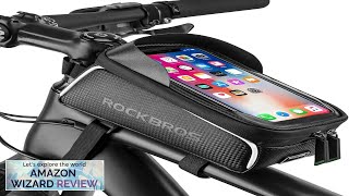 ROCKBROS BikeBicycle Phone Front Frame Bag Waterproof Tube BagCycling Pouch Bike Review [upl. by Suilienroc]