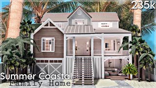 BLOXBURG Summer Coastal Family Home  speedbuild  tour 235k [upl. by Nashom]