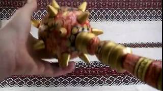 Handmade Wooden Painting 187 Сarving Ukrainian Cossack Mace Булава козацька [upl. by Holms]