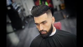 MENS POMPADOUR  MID FADE  HAIRCUT TUTORIAL [upl. by Nerrad786]