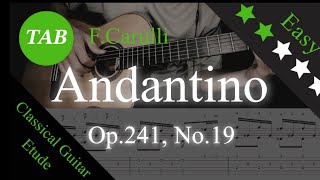 【クラシックギターTab】Andantino（Op241 No19）  FCarulli【Classical guitar etude】 [upl. by Landry]