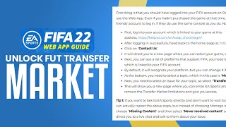 How To Unlock FUT Transfer Market On Web App 2023 Easy Tutorial [upl. by Agripina]