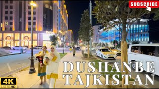 Tajikistan Dushanbe city night walking tour 4k [upl. by Yl706]