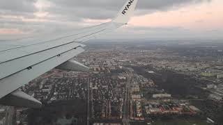 Approach and landing in Wroclaw Poland onboard Ryanair B737800  lądowanie Wrocław [upl. by Fidele]