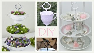 DIY  Etagere aus altem Geschirr selbermachen romantische Deko Vintage Shabby Chic  How to [upl. by Tews235]