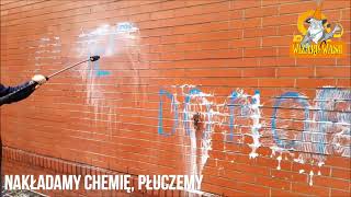 Usuwanie graffiti z cegły czyli jak pozbyć się niechcianych napisów wizardwashpl chemia do graffiti [upl. by Shir]