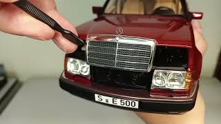 Norev 118 Mercedes Benz 500E W124 Boxer Almadine Red Dealer Box Limited 2000 pcs unboxing [upl. by Oratnek]