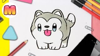 COMO DIBUJAR UN PERRO HUSKY KAWAII  dibujos kawaii faciles  COMO DIBUJAR ANIMALES KAWAII [upl. by Acirderf]