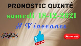 pronostic Quinté de samedi 18122021 A Vincennes  Prix Michel Thoury  Attelé [upl. by Eissed468]