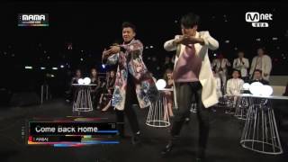 BTS Jungkook amp BLOCK B UKwon dance to COME BACK HOME on MAMA 2014 [upl. by Nance]