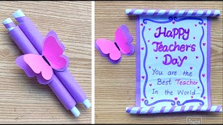 easy teachers day card idea from paper  teachers day greeting card last minute teachers day card [upl. by Enilegna]