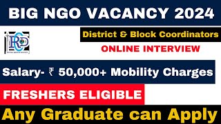 20 REGULAR VACANCY in NGO  SALARY 50000  FRESHERS ELIGIBLE  NGO JOBS 2024  APPLY ANY GRADUATE [upl. by Onitselec]