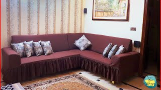 Perfect Fitted Sofa Cover Cutting amp Stitching  Elegant Corner Sofa Cover Making [upl. by Adiahs24]