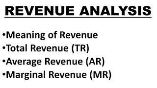 🛑Revenue Analysis  Meaning of Revenue Total Revenue Average Revenue amp Marginal Revenue [upl. by Asiil]