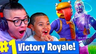 NEW SKINS ARE INSANE AND UNSTOPPABLE 9 YEAR OLD BROTHER CARRIES THE SQUAD FORTNITE BATTLE ROYALE [upl. by Edgerton]