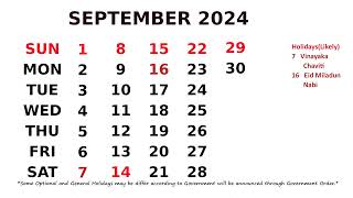 September Calendar 2024 [upl. by Virgilia]