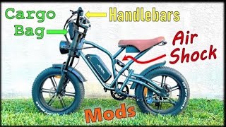 Handlebars amp Suspension UPGRADE Mods on Jansno X50 eBike  Cargo Bag install [upl. by Arrais]