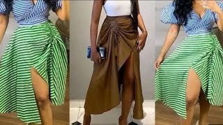 HOW TO MAKE ALINE SKIRTCIRCLE SKIRT WITH DRAWSTRING RUCHED AND FRONT SLIT [upl. by Saree702]