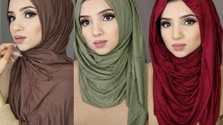 3 Simple Hijab Styles Using Jersey Material [upl. by Ylevol]