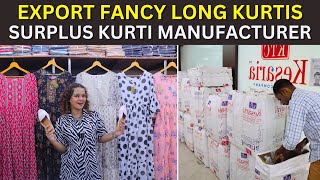 Fancy Long Kurti Designs  Export Quality Fancy  Export Surplus Kurtis  Indian Kurti Manufacturers [upl. by Mamoun]