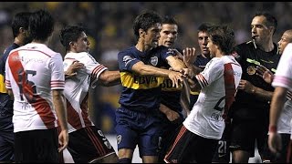 Superclasico  Boca Juniors vs River Plate Fights Fouls Red Cards [upl. by Ydarb381]