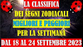 La Classifica dei Segni Zodiacali Migliori e Peggiori per la Settimana dal 18 al 24 Settembre 2023 [upl. by Aset]