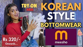 Trendy KOREAN BOTTOMS from MEESHO  Loosefit  Baggy jeans  Cargo  Tryon  Honest Review gimaashi [upl. by Llahsram342]