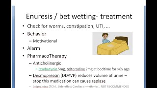 Pediatrics Enuresis Bet wetting trea child nocturnal Oxybutynin Tolterodine desmopressin DDAVP [upl. by Yannodrahc]