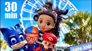 Preschool Toddler Learning Toy Adventures Gabbys Dollhouse Super Mario Blippi amp PJ Masks [upl. by Levania167]