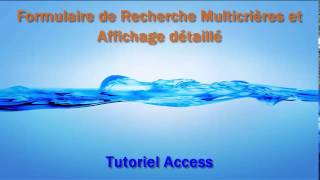 Access  Réaliser un Formulaire Recherche avec bouton dOption [upl. by Mazman991]