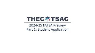 2024 25 FAFSA Preview Part 1 Student Application [upl. by Rocray]