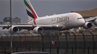 Hardest A380 landing I’ve seen at Heathrow  WINDY LONDON HEATHROW ARRIVALS  19923 4K [upl. by Hammond83]