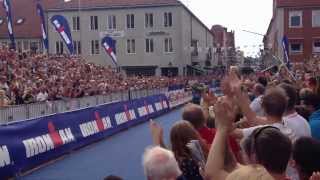 Winner Pedro Gomes Ironman Kalmar 2013 passes the finish line [upl. by Tinor]