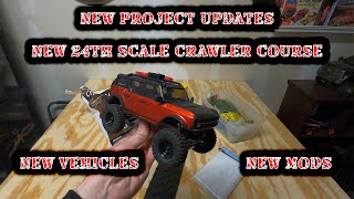 24th Scale Crawler Course New Vehicles amp Mod Updates crawlercourse scx24 dbxle custom update [upl. by Nanis]