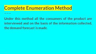 Complete Enumeration Method of Demand Forecasting I Managerial Economics I AKTU [upl. by Shulman935]