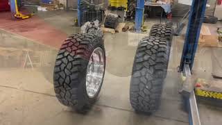 Lifted Ford Excursion gets new Wheels and Tires and more JTX forged wheels and custom driveshafts [upl. by Dora936]