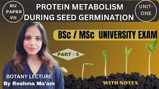 PROTEIN METABOLISM  SEED GERMINATION  BOTANY MSC amp BSC [upl. by Goldy]